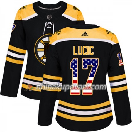 Boston Bruins Dresy Milan Lucic 17 2017-2018 USA Flag Fashion Černá Adidas Authentic - Dámské